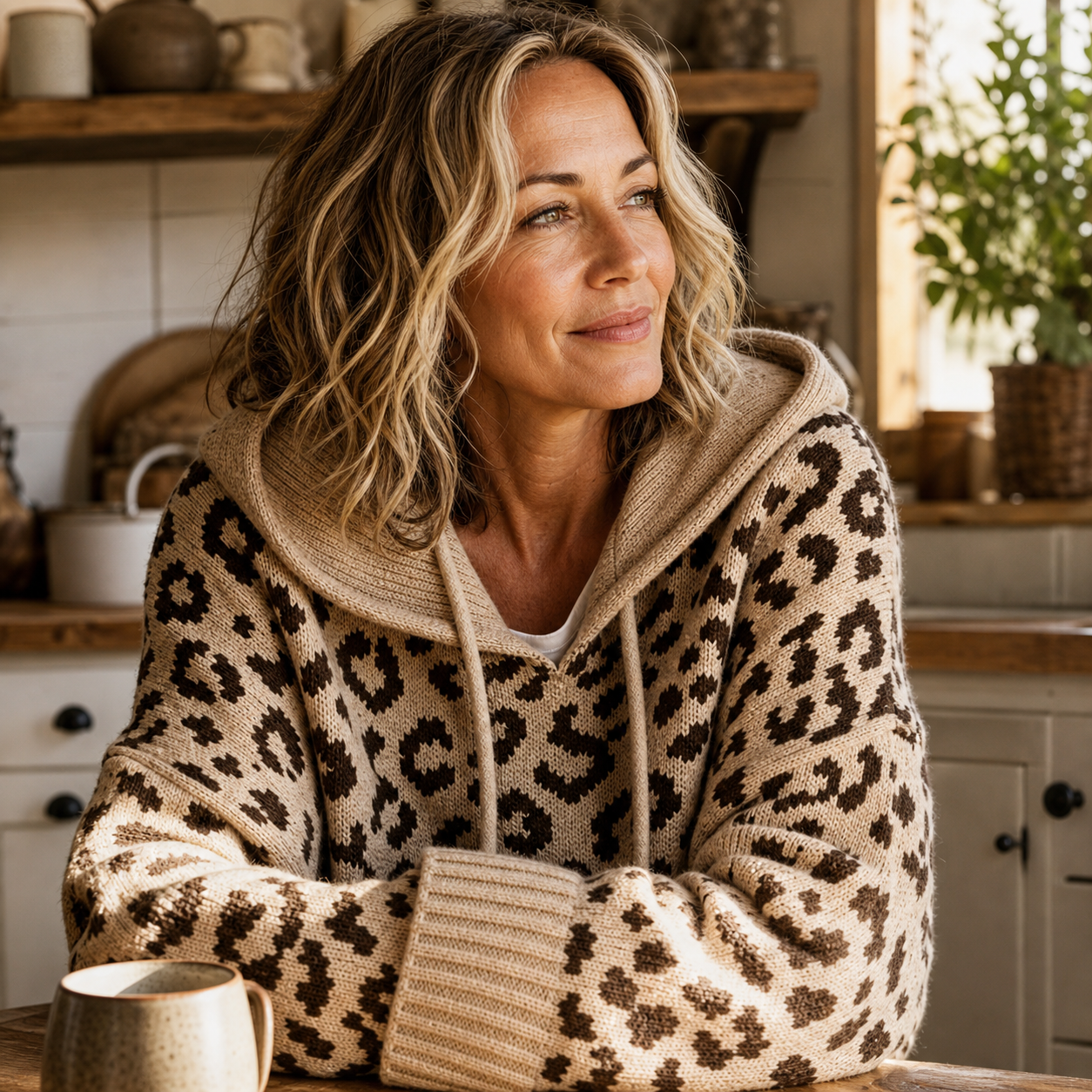 Ida Anastasi™ Felpa con cappuccio leopardata comoda per tutti i giorni