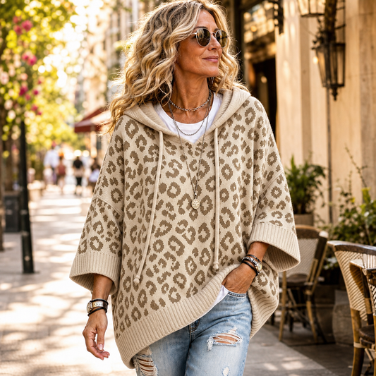 Ida Anastasi™ Felpa con cappuccio leopardata comoda per tutti i giorni