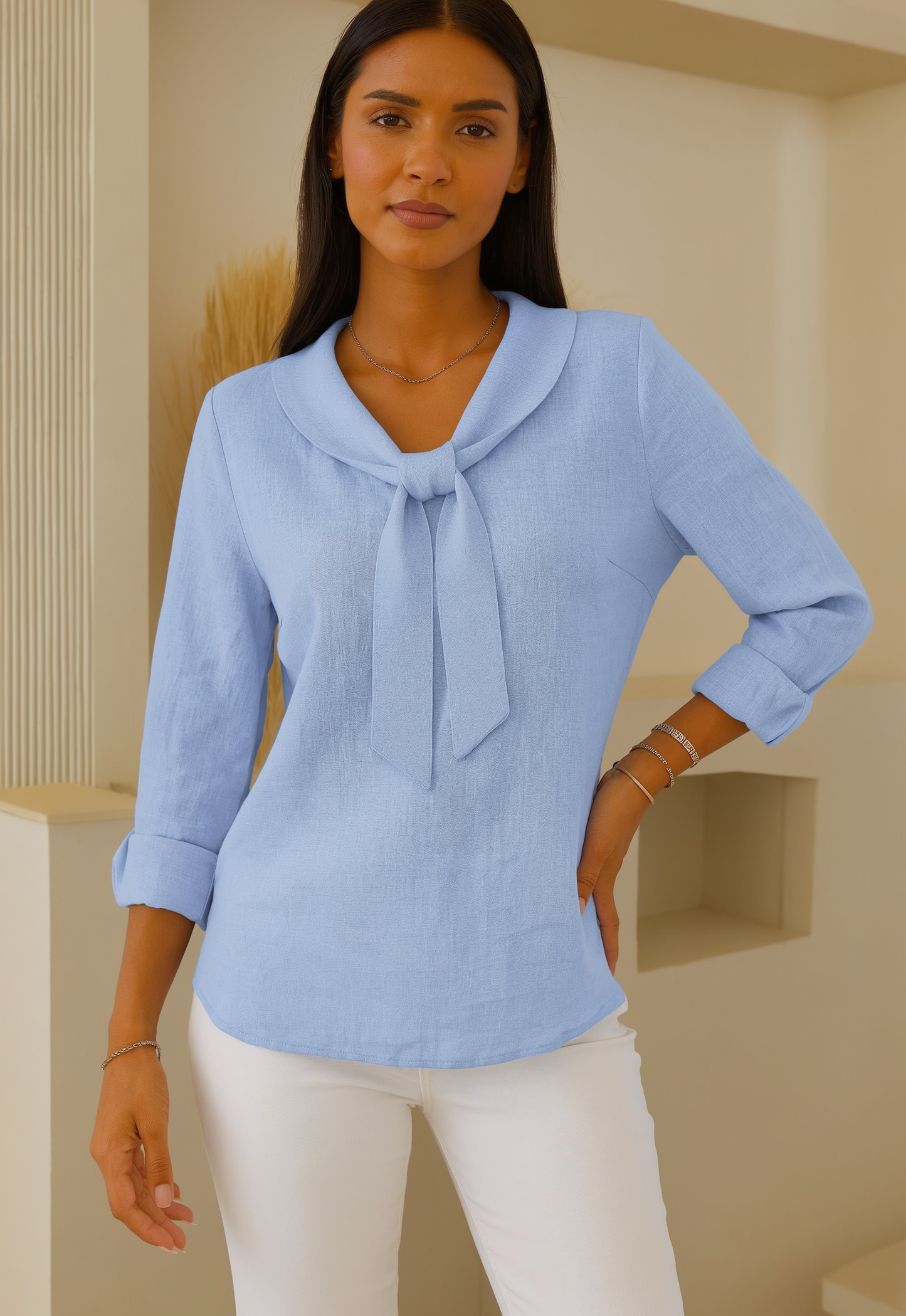 Ilaria Costa™ Blusa casual in cotone e lino traspirante