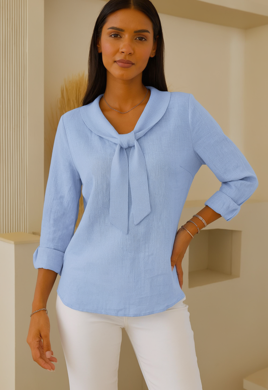 Ilaria Costa™ Blusa casual in cotone e lino traspirante