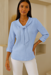 Ilaria Costa™ Blusa casual in cotone e lino traspirante