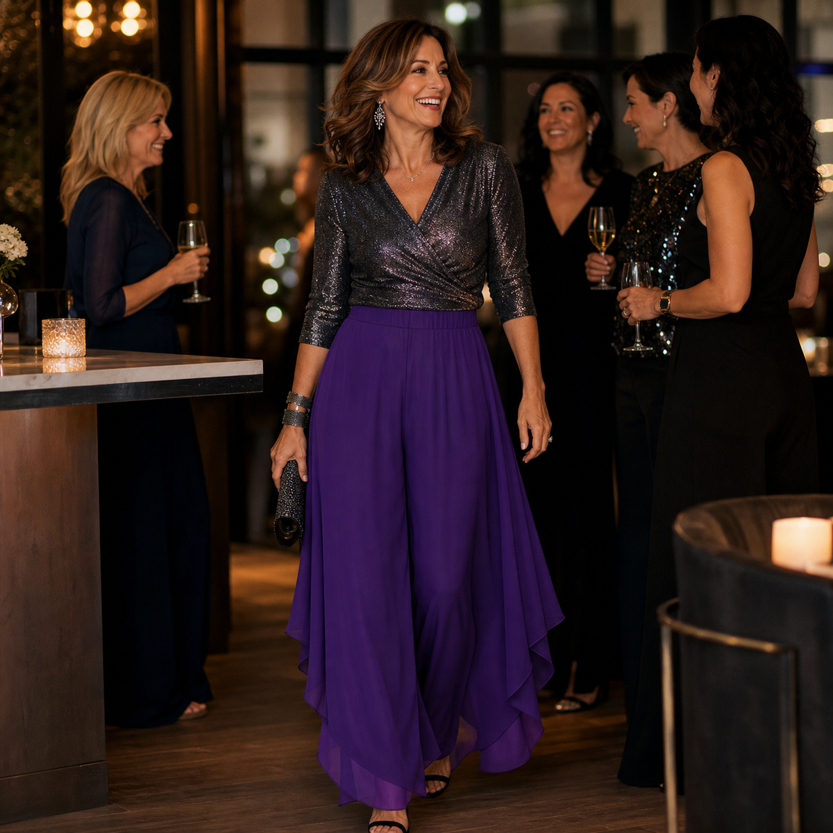 Ilda Brentani™ Pantaloni a gamba larga eleganti da sera