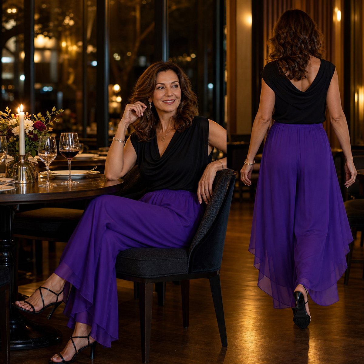 Ilda Brentani™ Pantaloni a gamba larga eleganti da sera