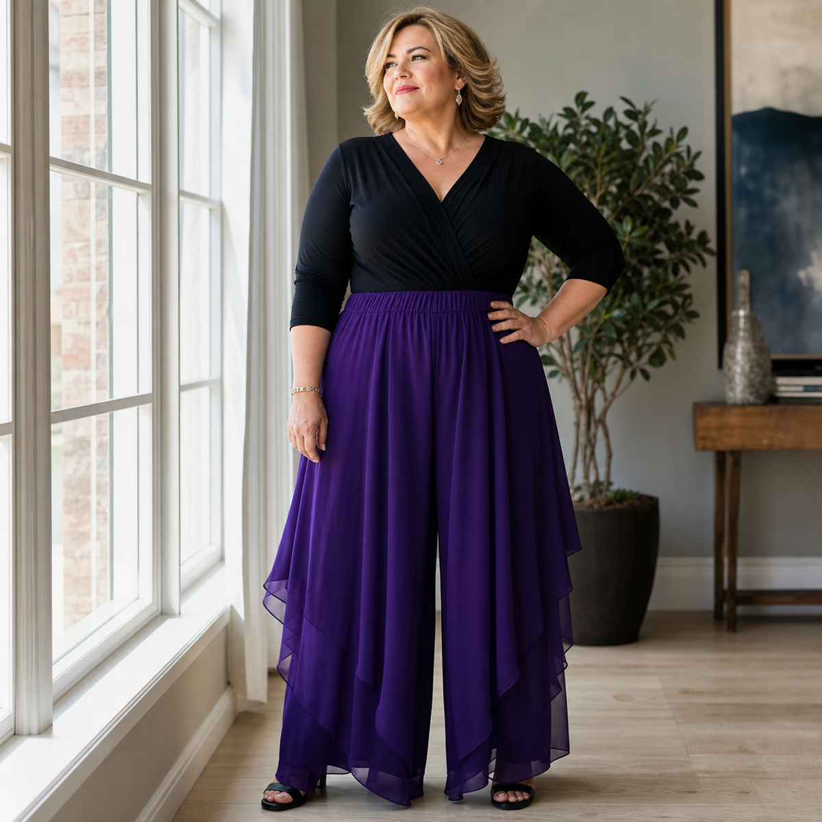 Ilda Brentani™ Pantaloni a gamba larga eleganti da sera
