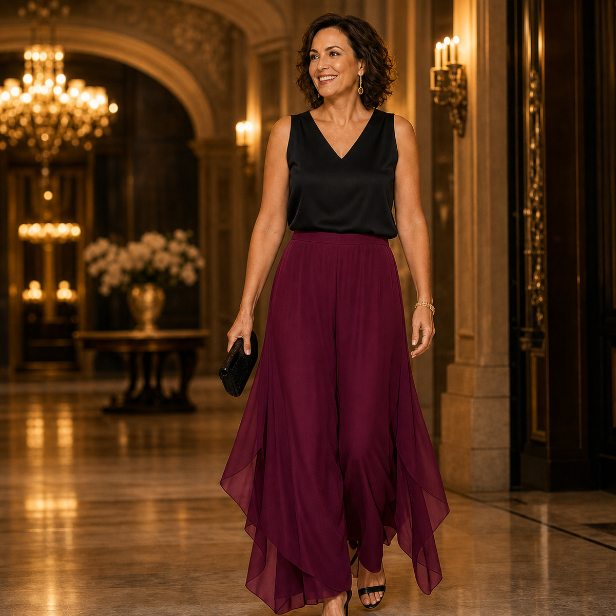 Ilda Brentani™ Pantaloni a gamba larga eleganti da sera