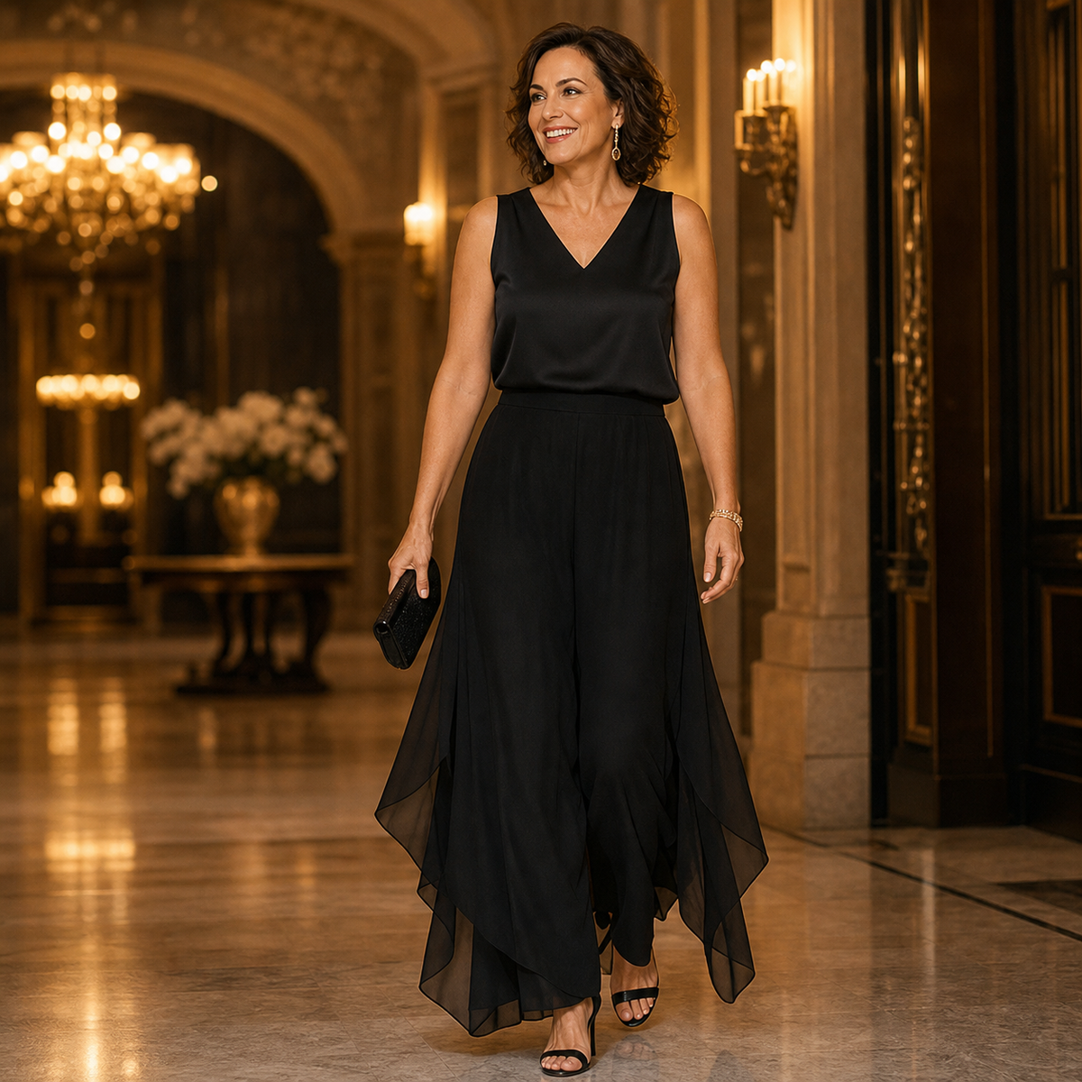 Ilda Brentani™ Pantaloni a gamba larga eleganti da sera