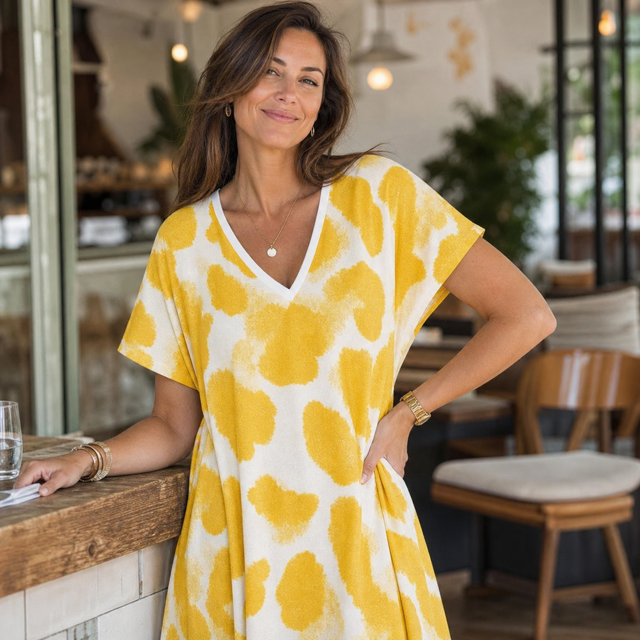Ilda Brunelli™ Abito scollo a V versatile per uno stile senza sforzo