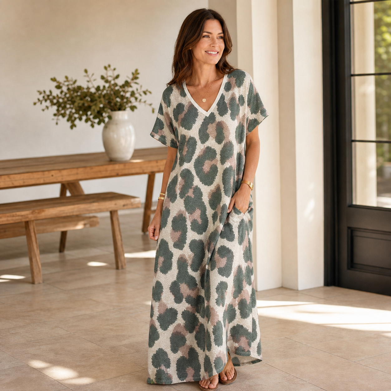 Ilda Brunelli™ Abito scollo a V versatile per uno stile senza sforzo