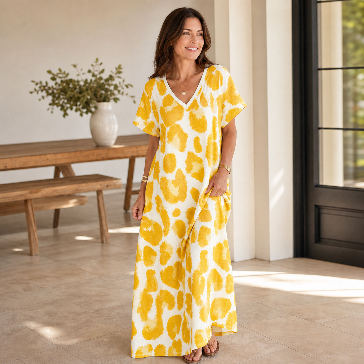 Ilda Brunelli™ Abito scollo a V versatile per uno stile senza sforzo