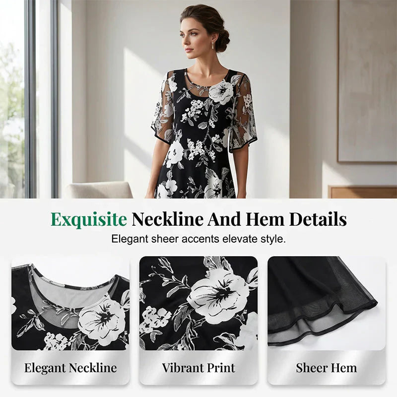 Ileana Carbone™ Abito elegante in chiffon a fiori