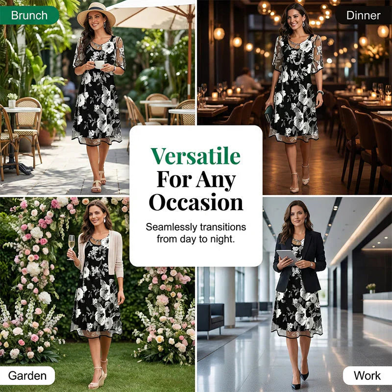 Ileana Carbone™ Abito elegante in chiffon a fiori