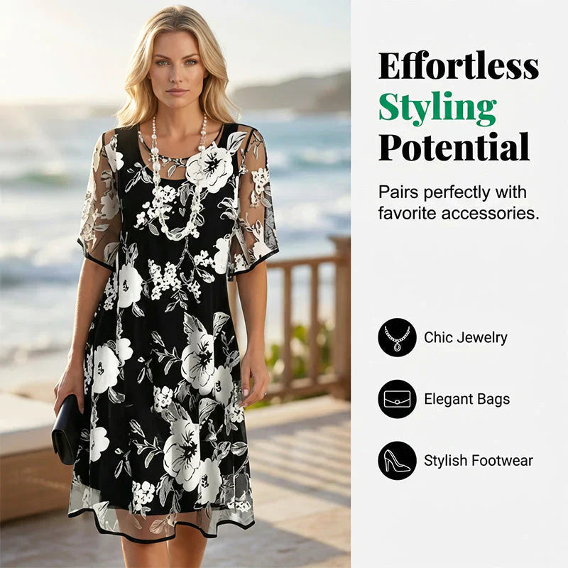 Ileana Carbone™ Abito elegante in chiffon a fiori