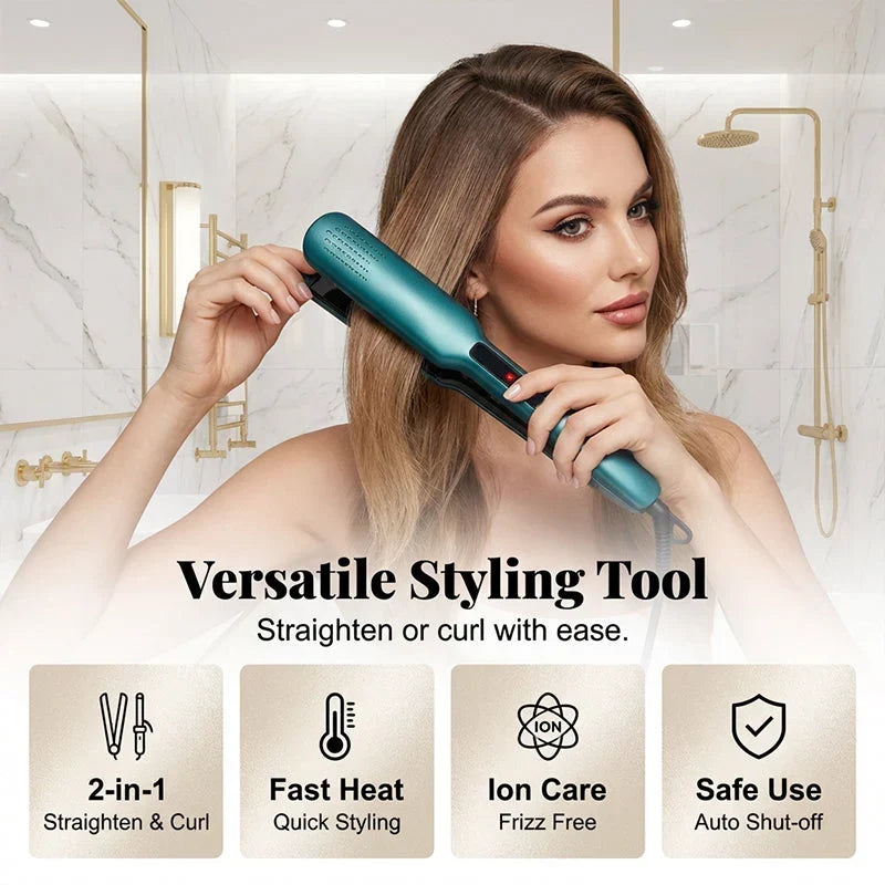 Ionvelle™ Piastra ionica 2 in 1 per capelli lisci e ricci senza effetto crespo