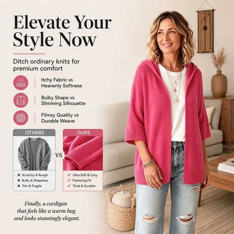 Larissa Bentivoglio™ Cardigan con cappuccio per layering caldo e avvolgente