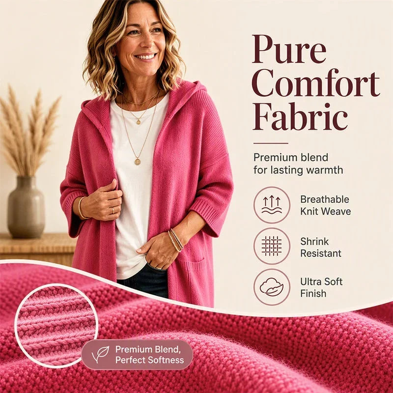Larissa Bentivoglio™ Cardigan con cappuccio per layering caldo e avvolgente
