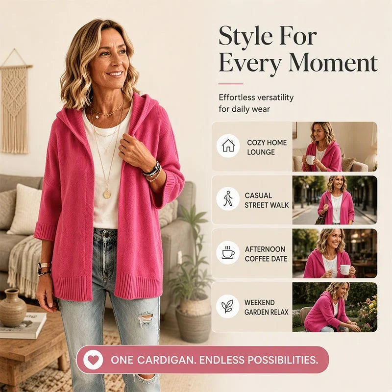 Larissa Bentivoglio™ Cardigan con cappuccio per layering caldo e avvolgente