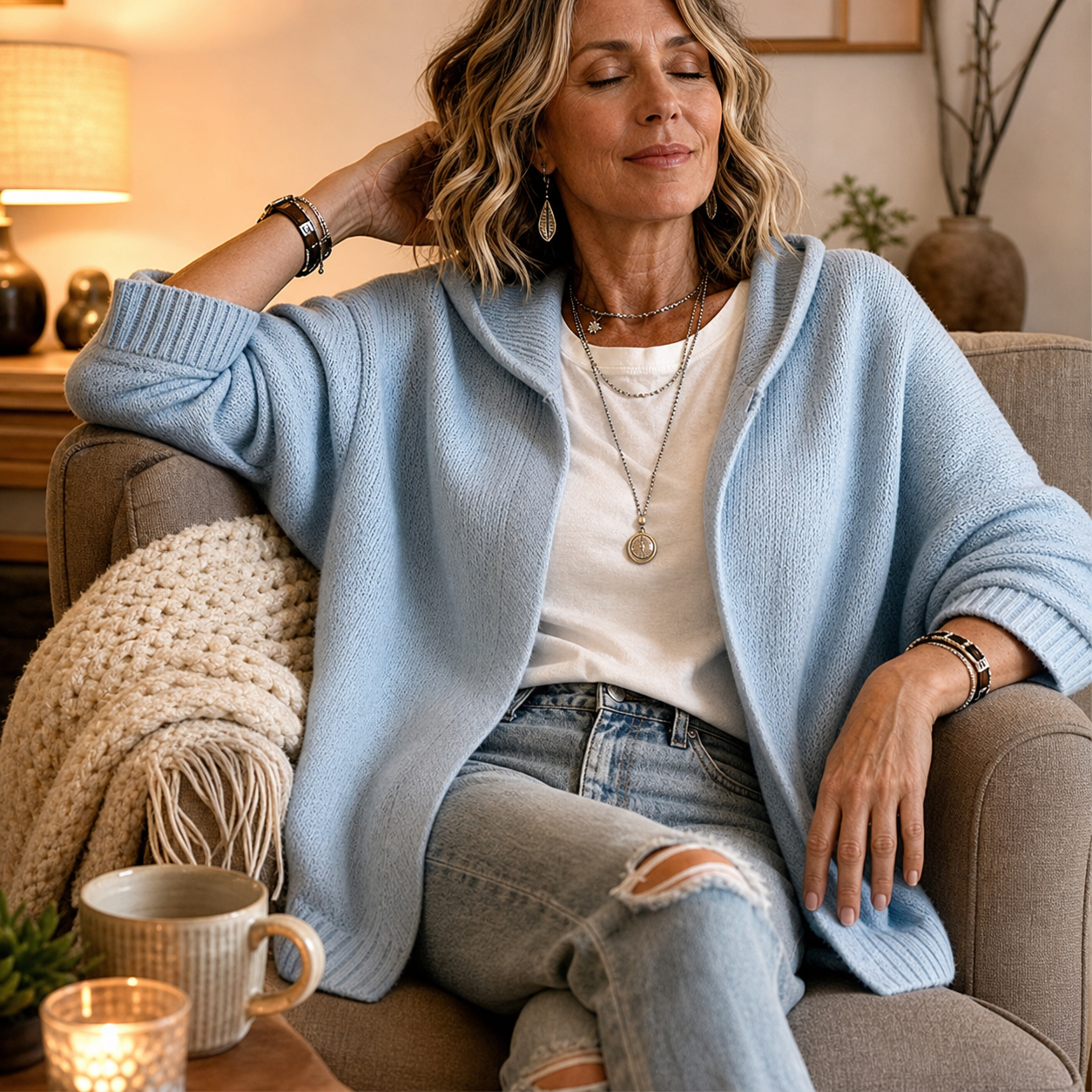 Larissa Bentivoglio™ Cardigan con cappuccio per layering caldo e avvolgente