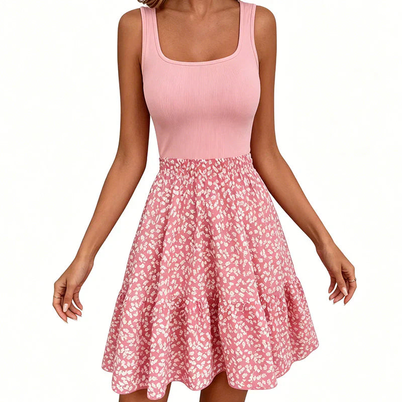 Larissa Sebastiani™ Vestito estivo floreale con scollo quadrato traspirante
