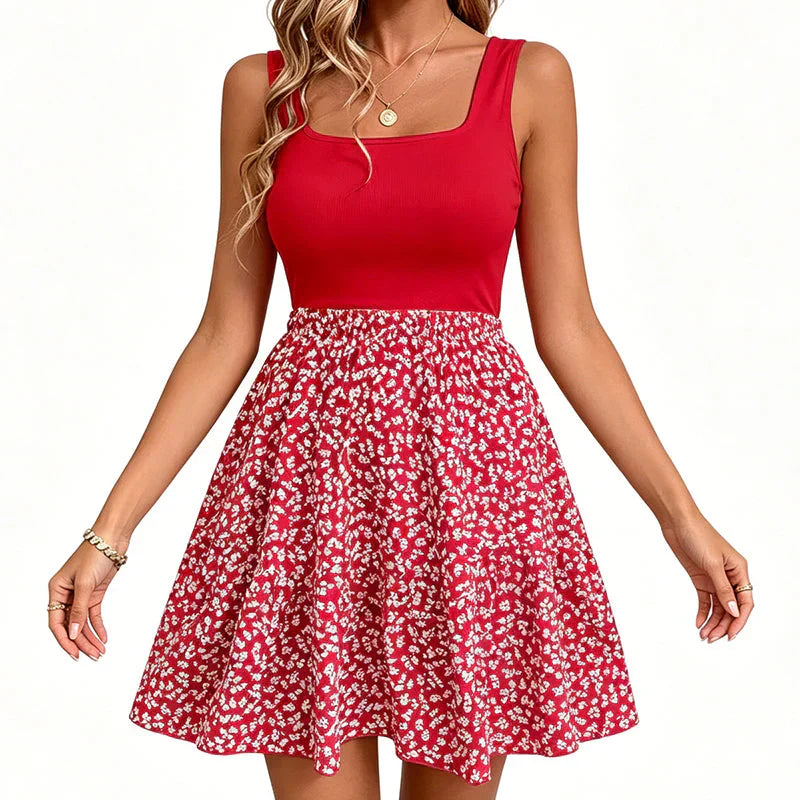 Larissa Sebastiani™ Vestito estivo floreale con scollo quadrato traspirante