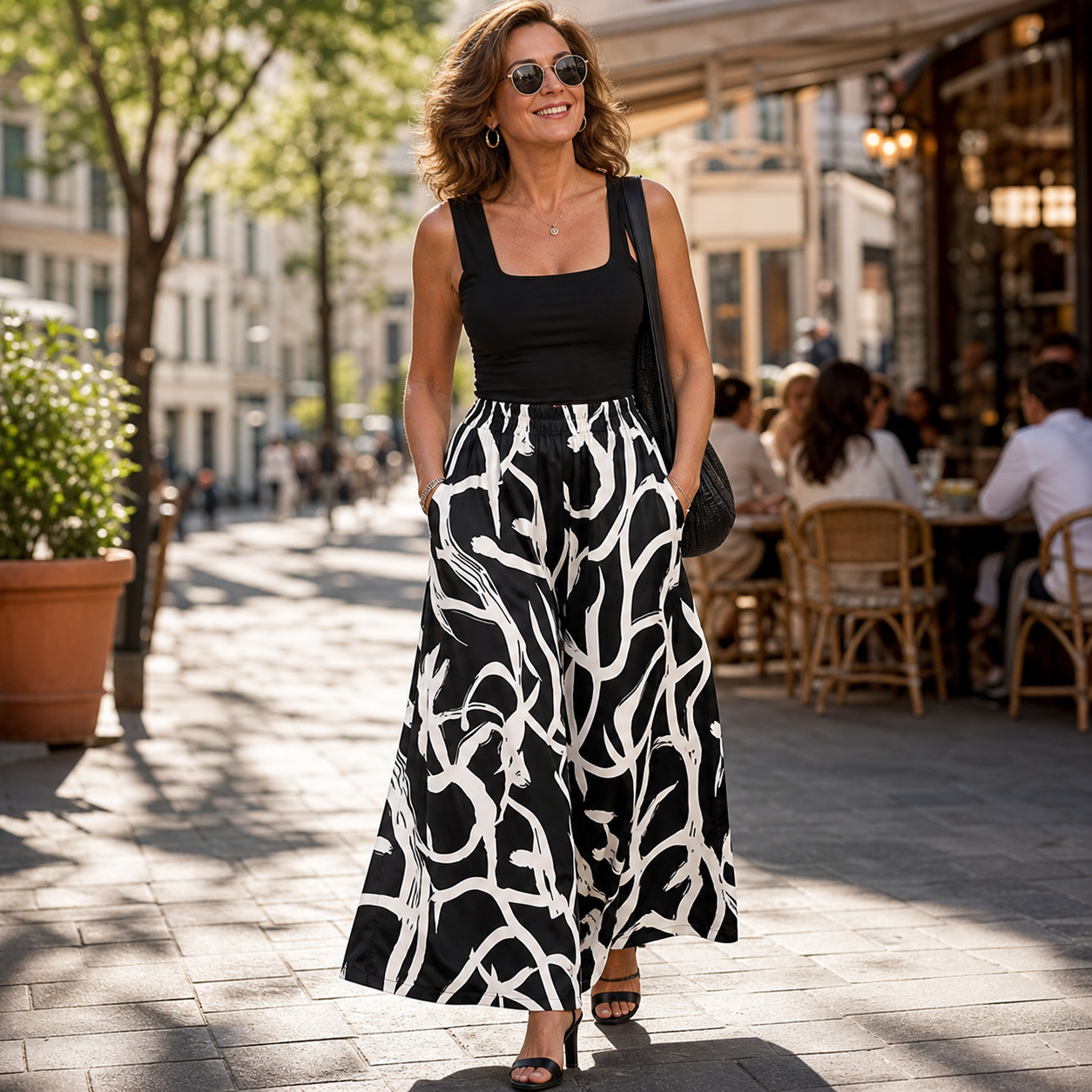 Laura Abbondanza™ Pantaloni a gamba larga stampati per uno stile quotidiano