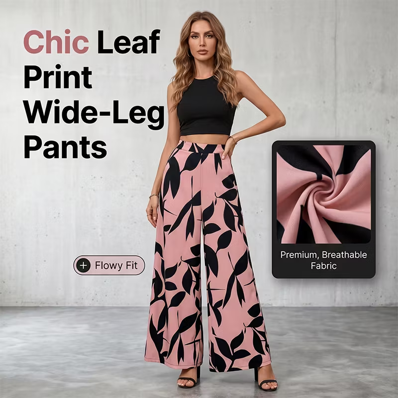 Laura Abbondanza™ Pantaloni a gamba larga stampati per uno stile quotidiano