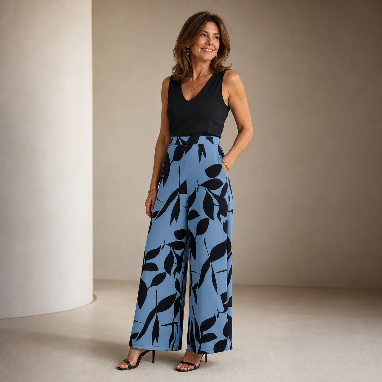 Laura Abbondanza™ Pantaloni a gamba larga stampati per uno stile quotidiano