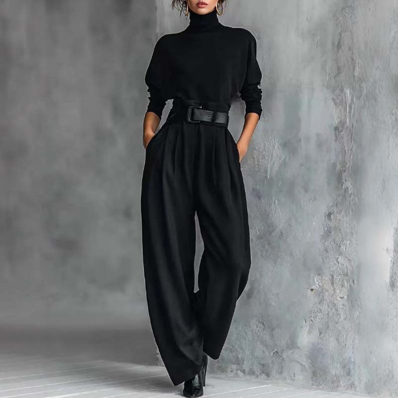 Laura Caetani™ Tuta elegante collo alto per uno stile senza sforzo