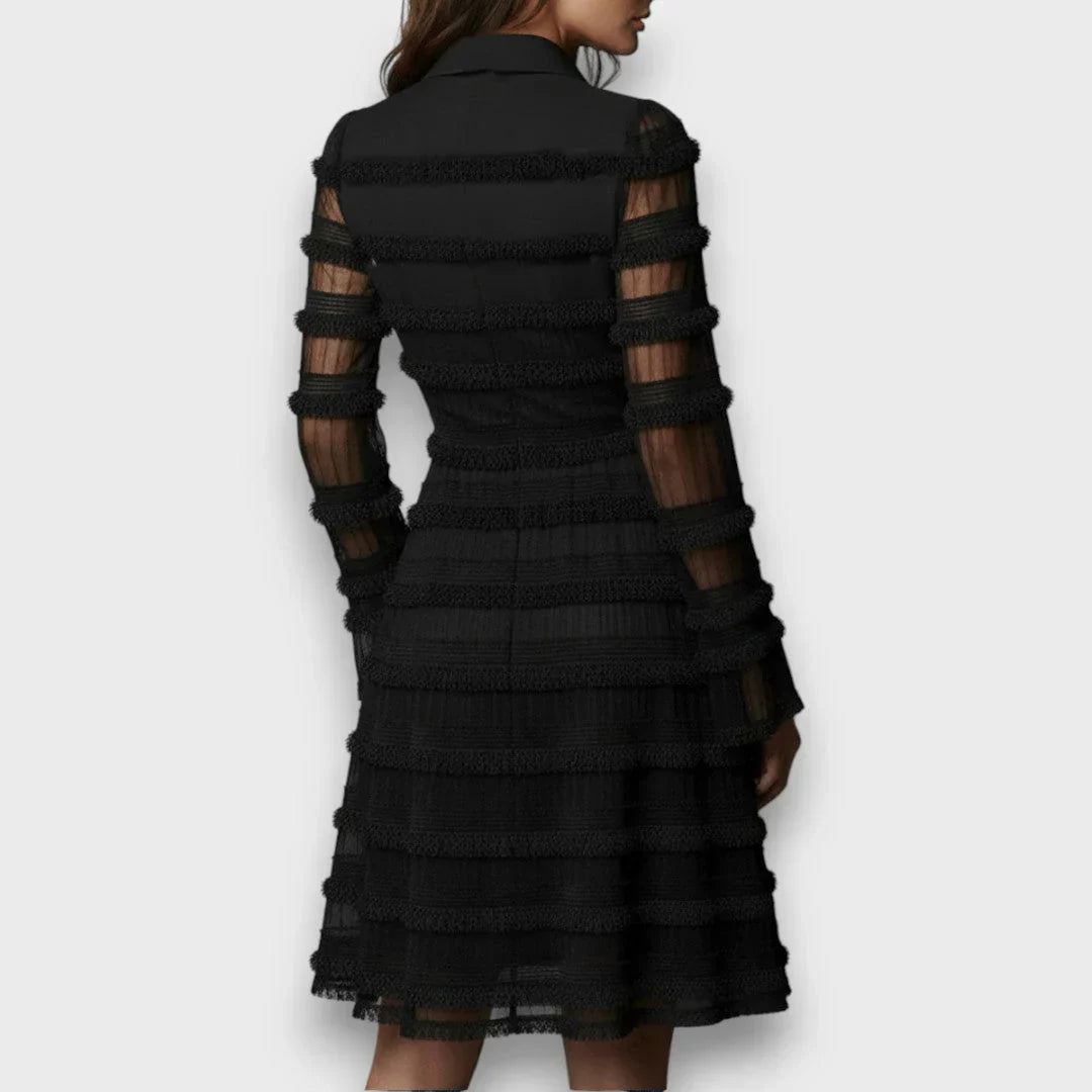 Laura Recanati™ Abito midi con frange elegante, dal giorno alla sera