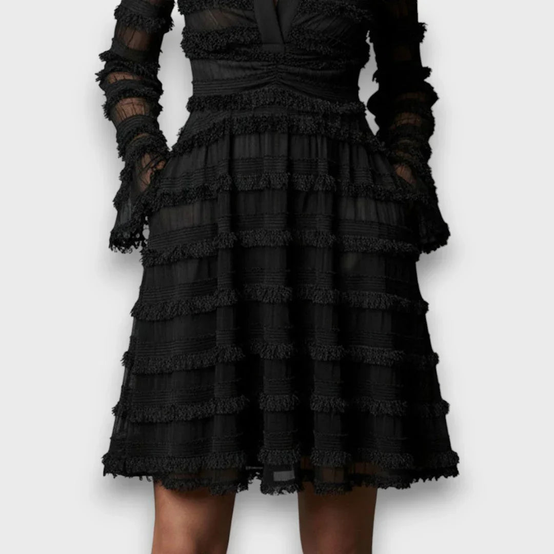 Laura Recanati™ Abito midi con frange elegante, dal giorno alla sera