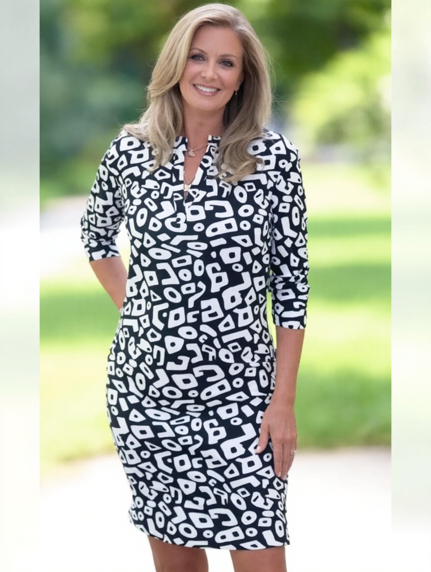Liliana Cenci™ Abito casual stampato con scollo a V leggero e fresco