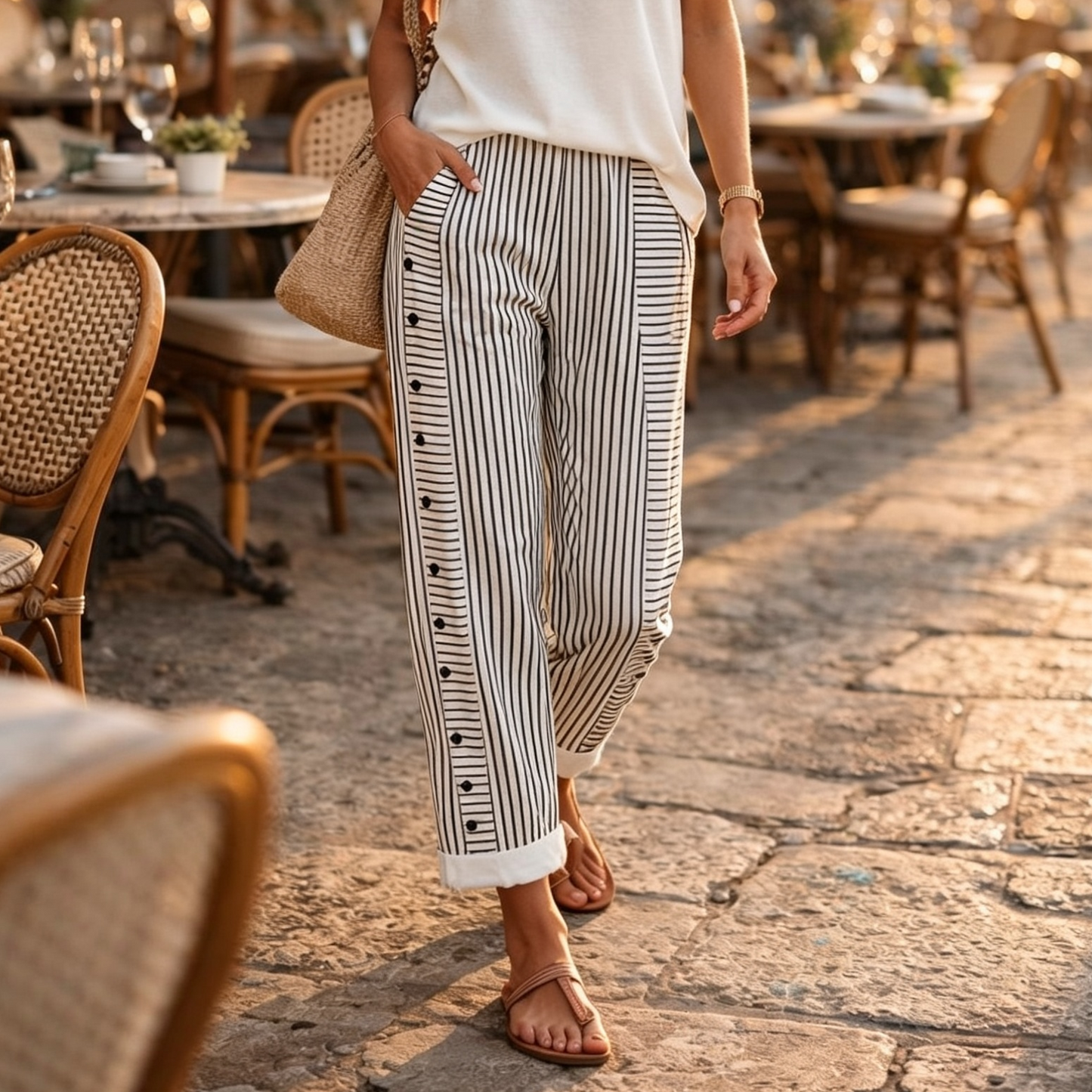 Livia Cherubini™ Pantaloni a righe relaxed per tutti i giorni