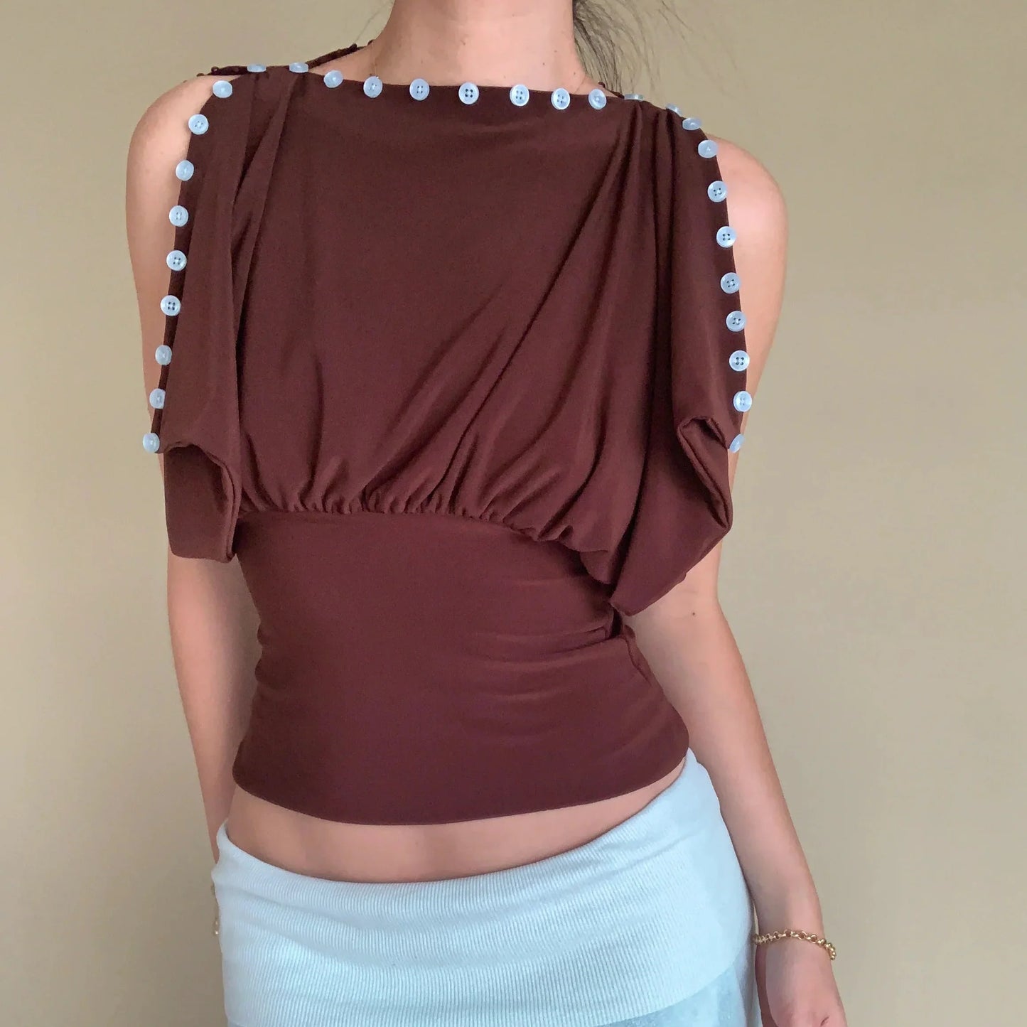 Loredana Chinaglia™ Blusa convertibile con bottoni dal giorno alla sera