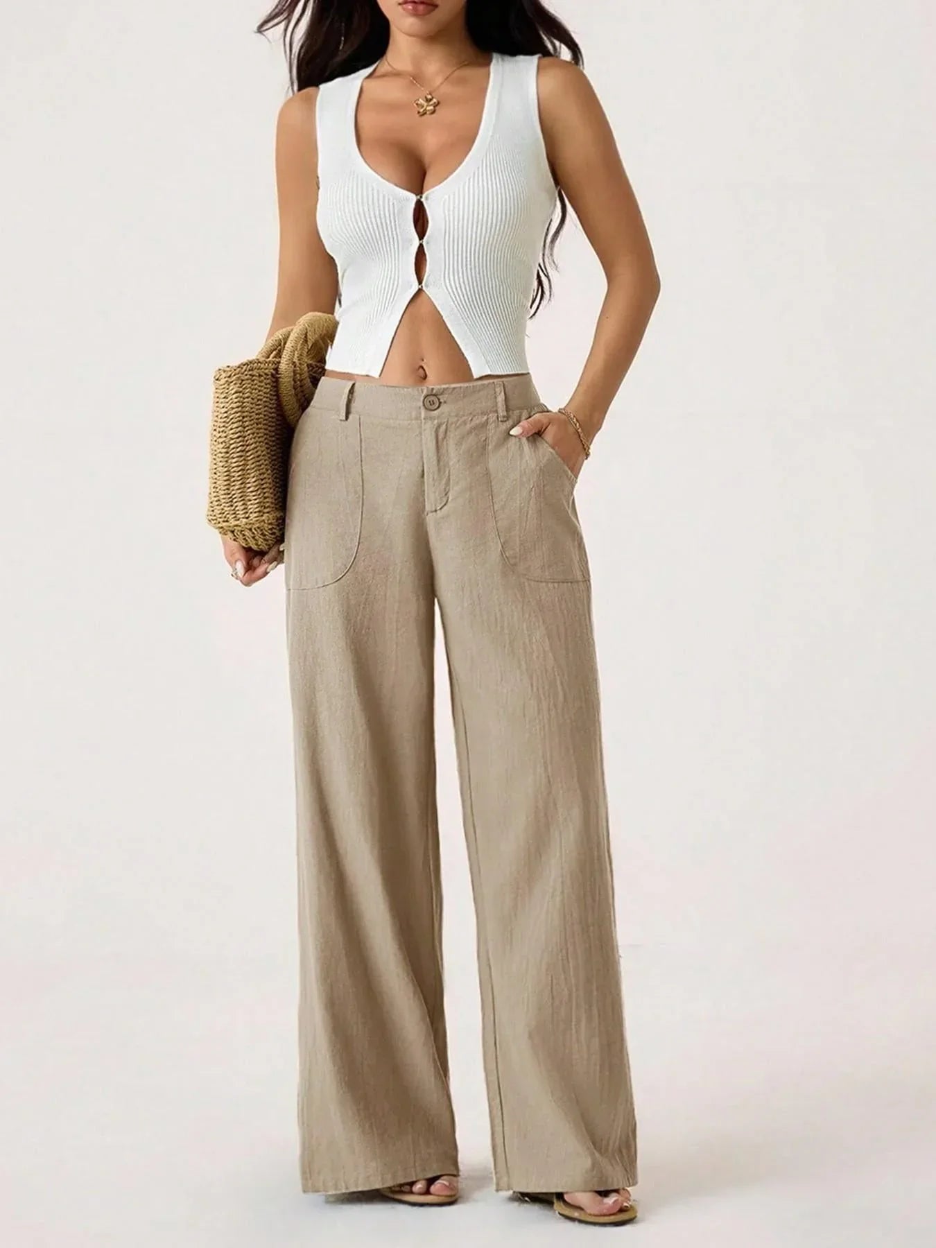 Lucilla Cimino™ Pantaloni a gamba larga leggeri per uno stile estivo senza sforzo