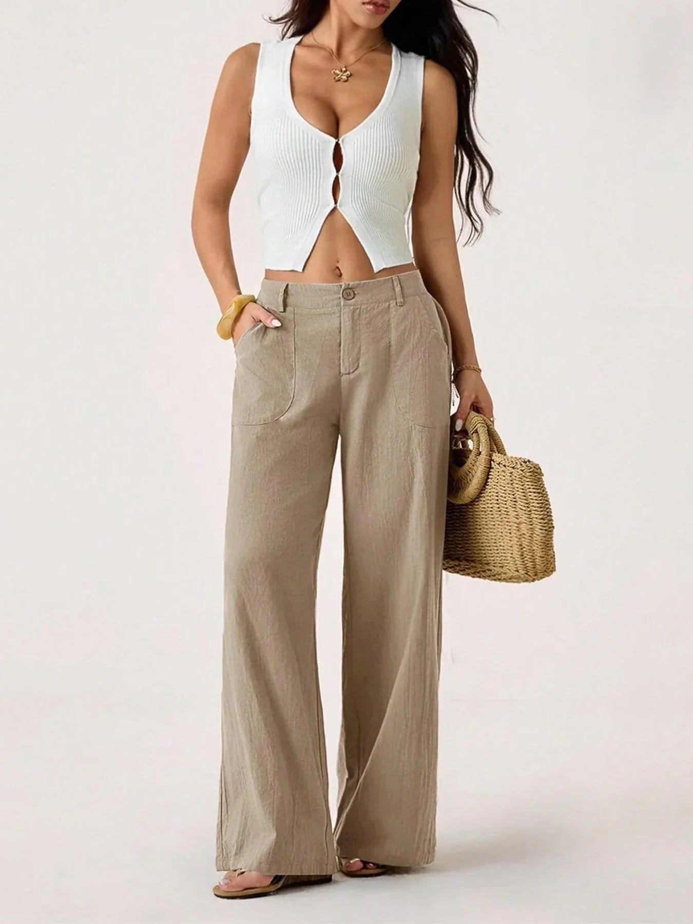 Lucilla Cimino™ Pantaloni a gamba larga leggeri per uno stile estivo senza sforzo