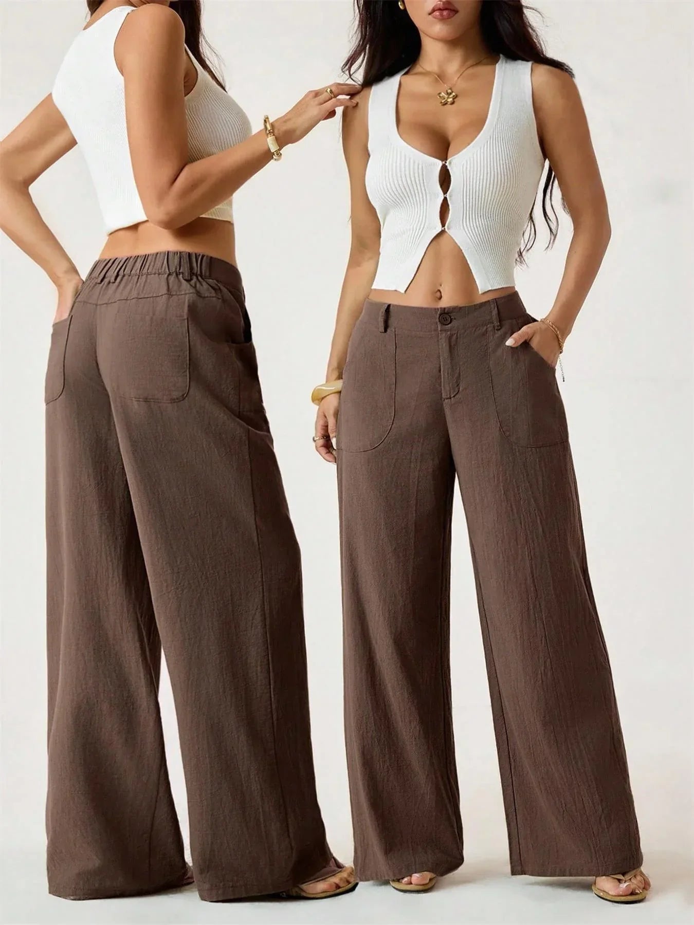Lucilla Cimino™ Pantaloni a gamba larga leggeri per uno stile estivo senza sforzo