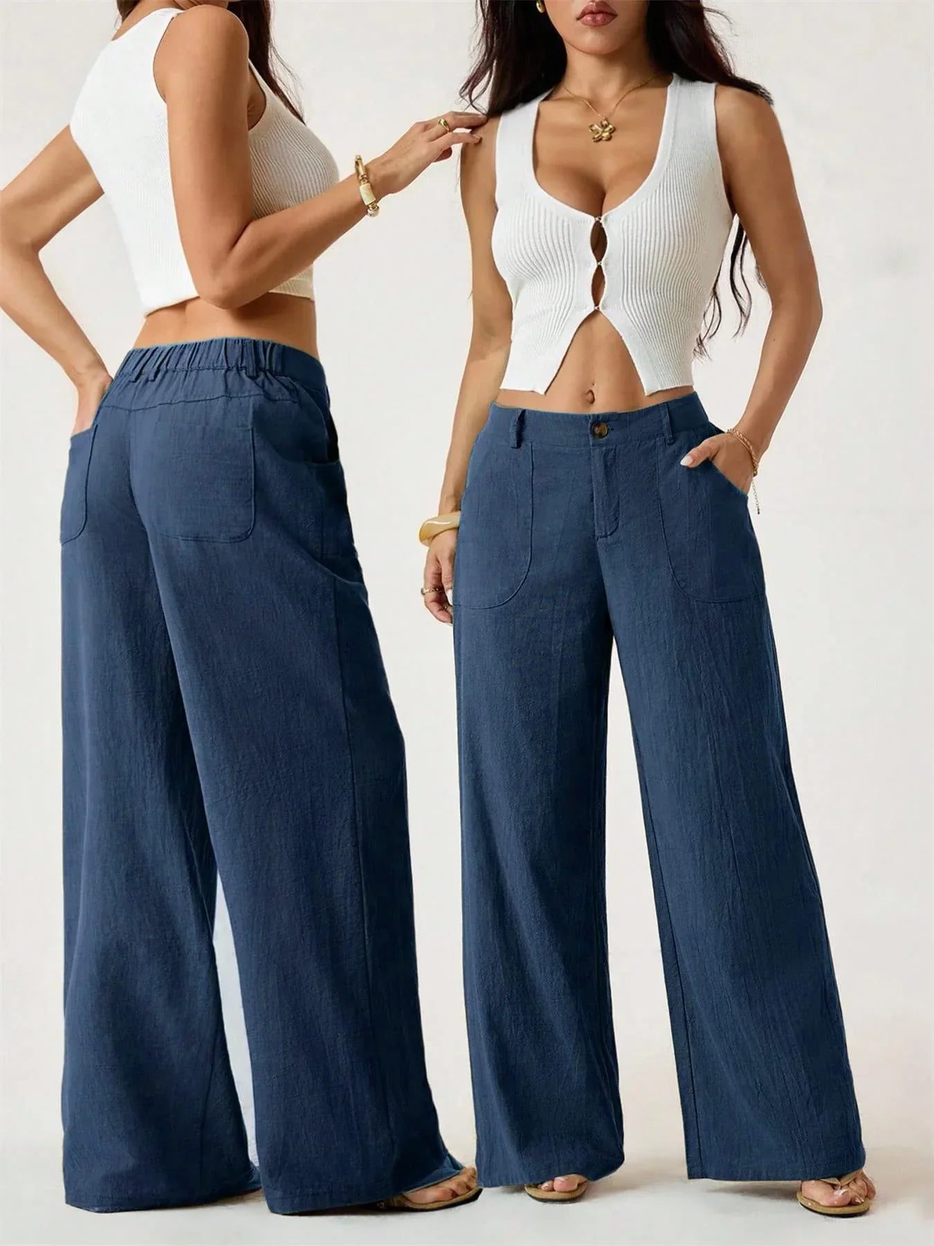 Lucilla Cimino™ Pantaloni a gamba larga leggeri per uno stile estivo senza sforzo