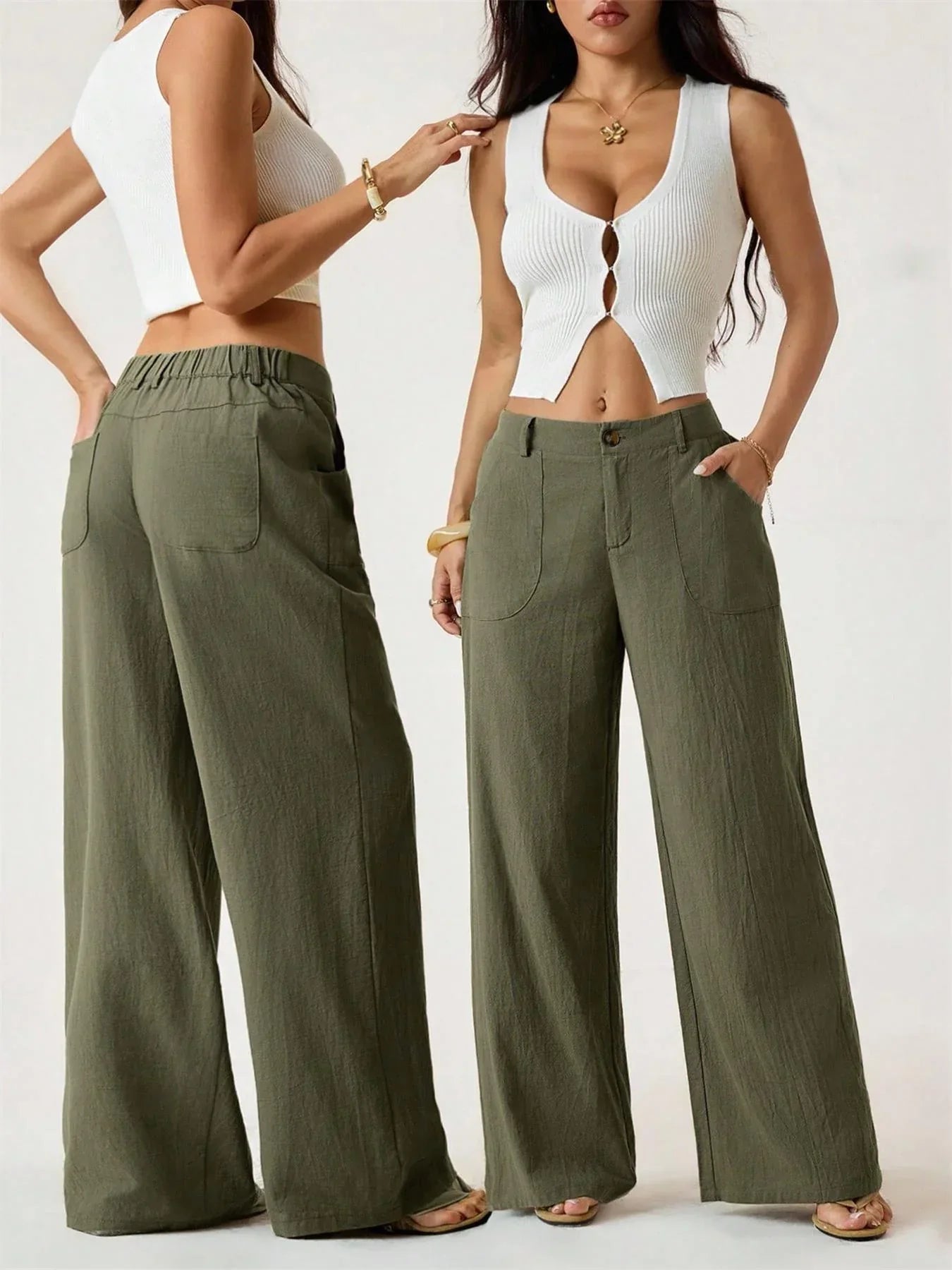 Lucilla Cimino™ Pantaloni a gamba larga leggeri per uno stile estivo senza sforzo