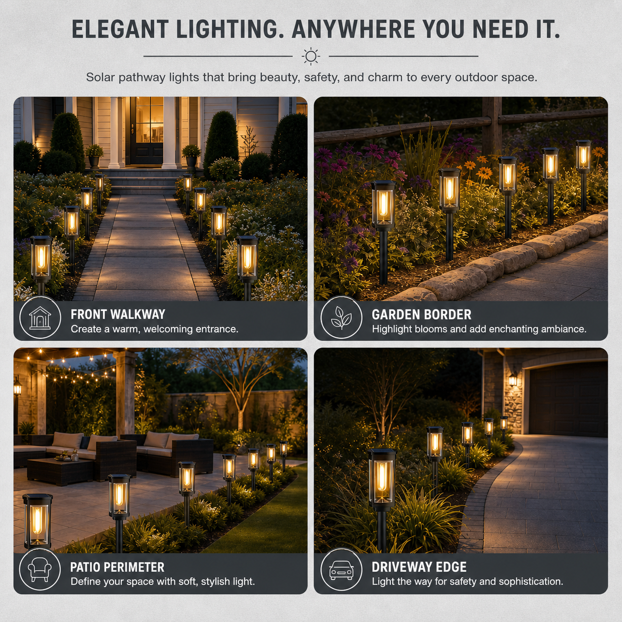 LumiPath Pro™ Luci solari decorative da giardino per vialetti