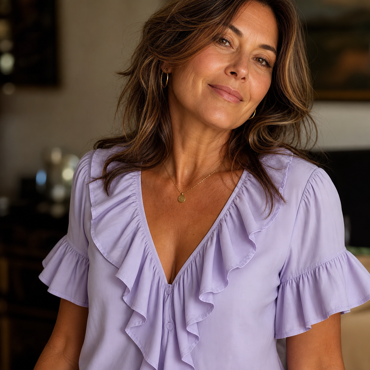 Malvina Pecora™ Blusa con scollo a V e rouches per uno stile estivo senza sforzo