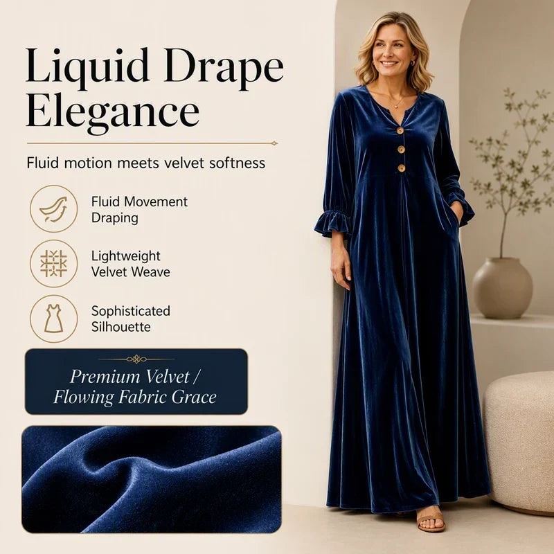 Manuela Belmonte™ Abito maxi elegante con maniche a volant