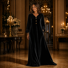 Manuela Belmonte™ Abito maxi elegante con maniche a volant