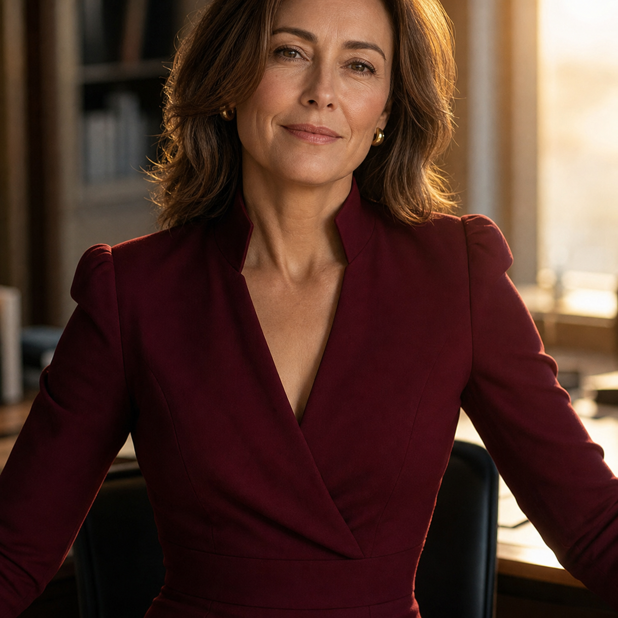Manuela Berardi™ Abito elegante da ufficio con scollo a V per uno stile impeccabile senza sforzo