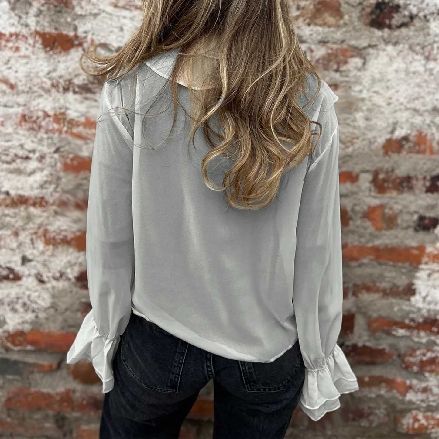 Maria Moretti™ Blusa femminile con maniche a campana e volant