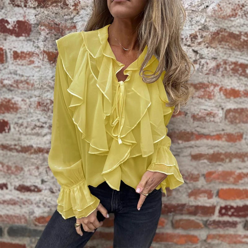 Maria Moretti™ Blusa femminile con maniche a campana e volant