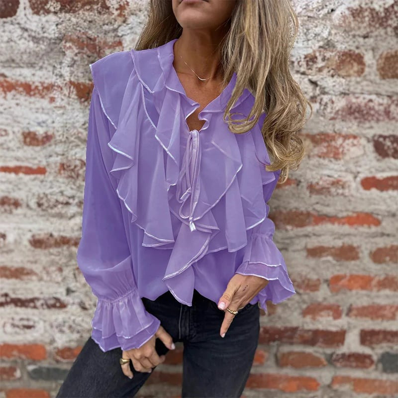 Maria Moretti™ Blusa femminile con maniche a campana e volant