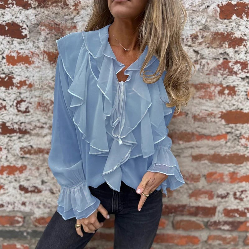 Maria Moretti™ Blusa femminile con maniche a campana e volant