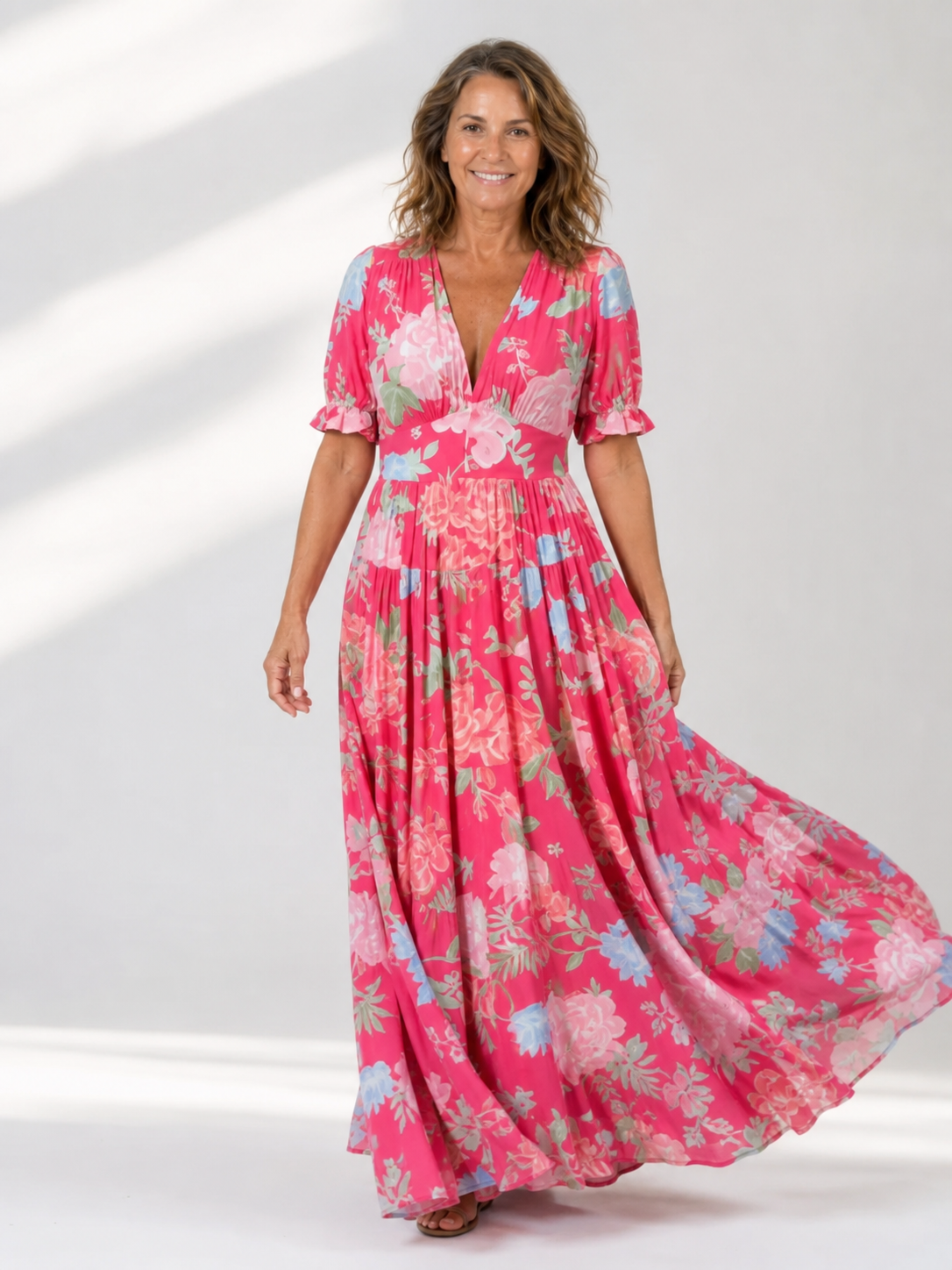 Marianna Comini™ Abito midi floreale fluido per un'eleganza quotidiana