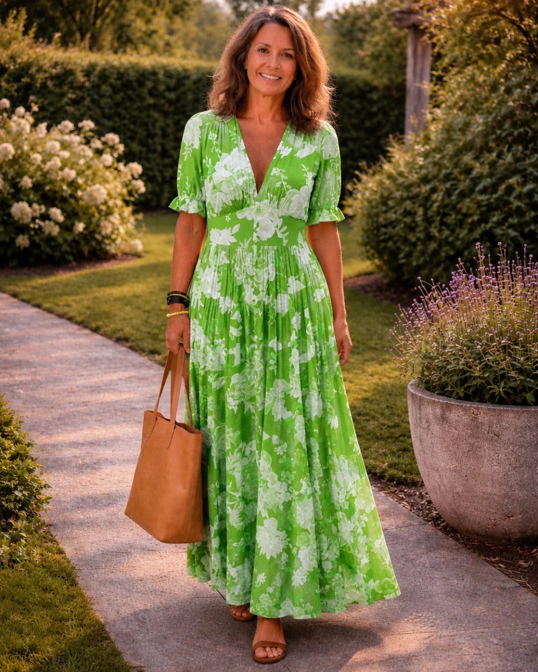 Marianna Comini™ Abito midi floreale fluido per un'eleganza quotidiana