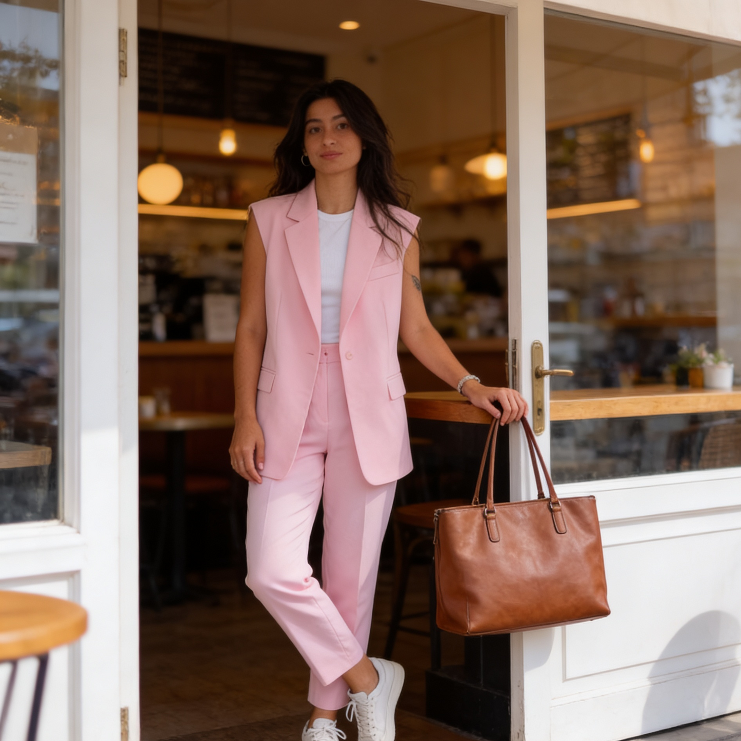 Matilde Neri™ Set blazer senza maniche e pantaloni raffinato