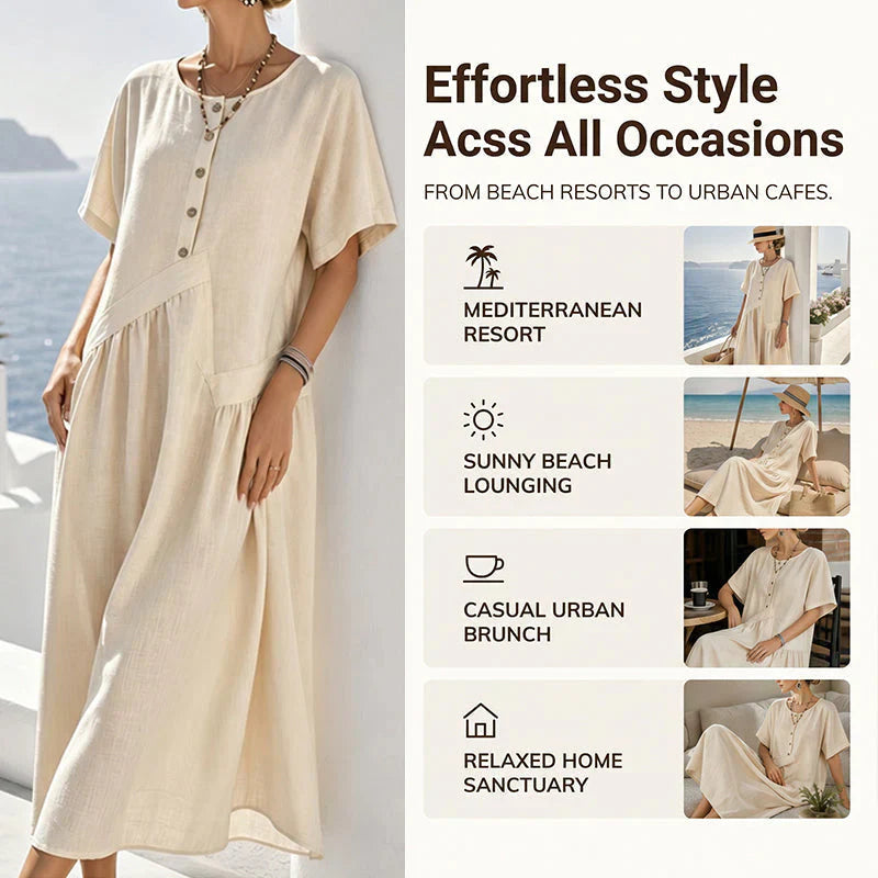 Nadia Saggese™ Vestito maxi senza sforzo con maniche corte
